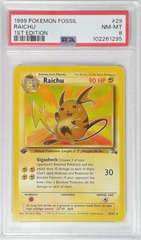 V1768: 1999: Raichu: 29/62: 1ST Edition: Fossil: PSA: 8: NM-MT: 102261295